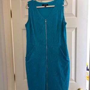 Light Blue Dress With Zipper Up The Front-Size 14